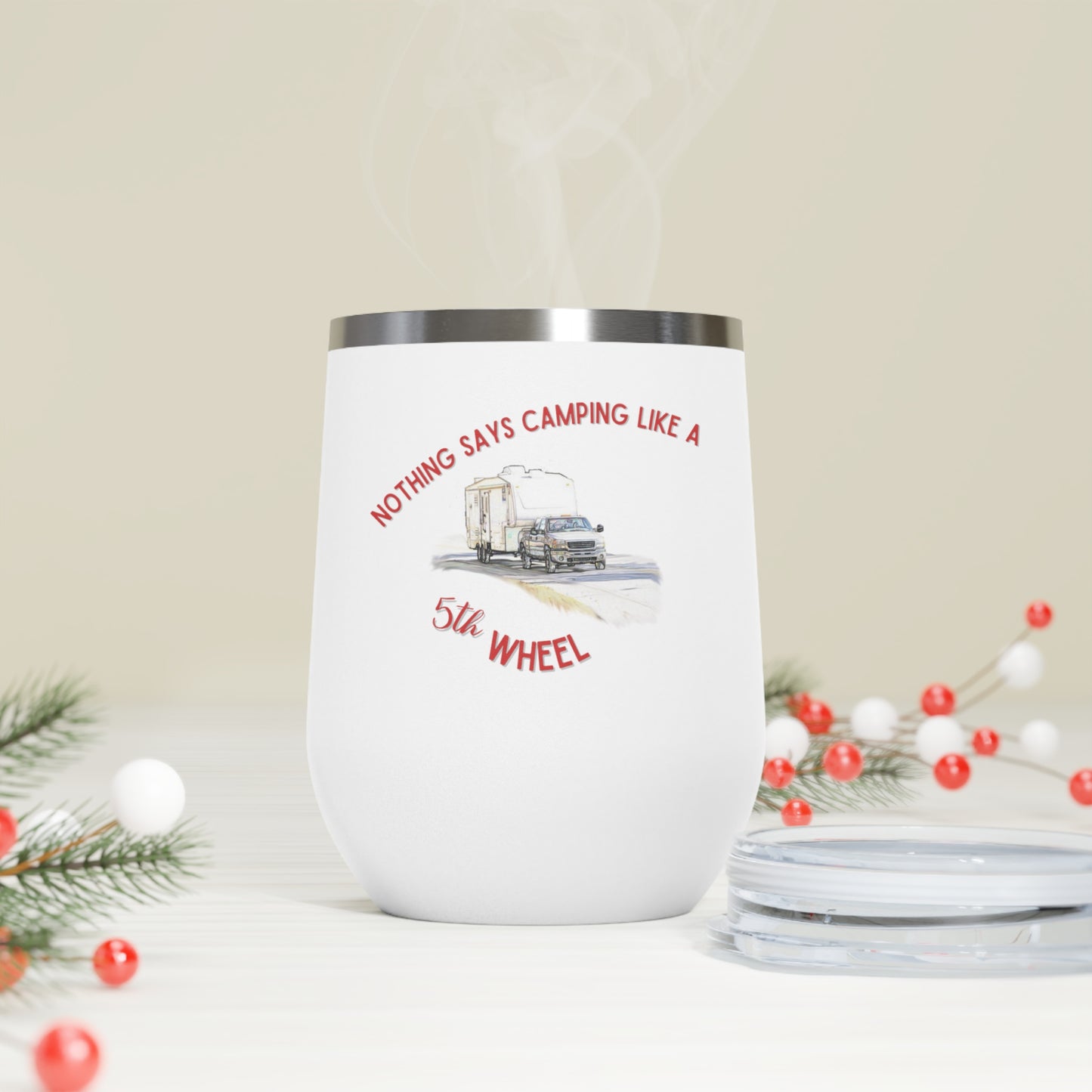 12oz Insulated Wine Tumbler - "Camping Life"