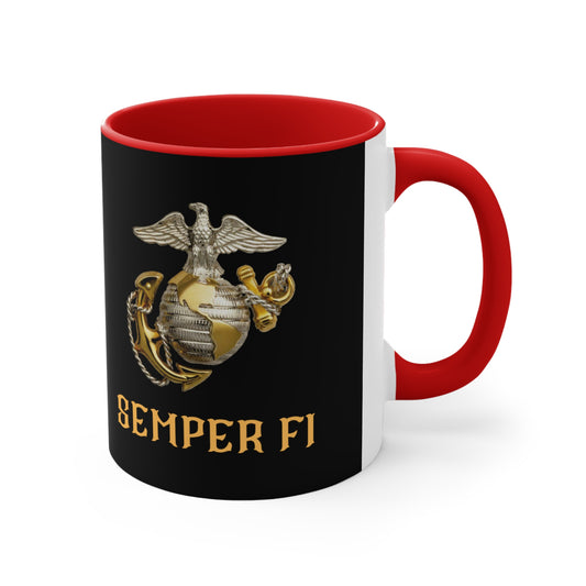 Accent Coffee Mug - "Semper Fi Marine Corps."